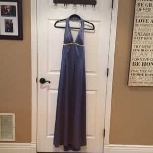 Blue-ish Gray Satin Formal Gown